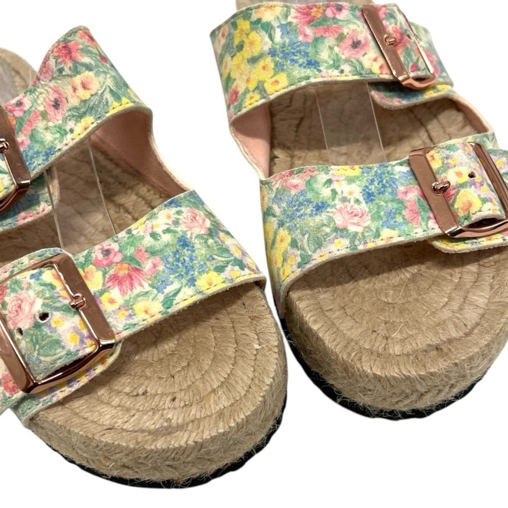 LoveShackFancy x Manebi Nordic Floral Leather Espadrille Slide Sandals Womens 39 - Picture 5 of 15